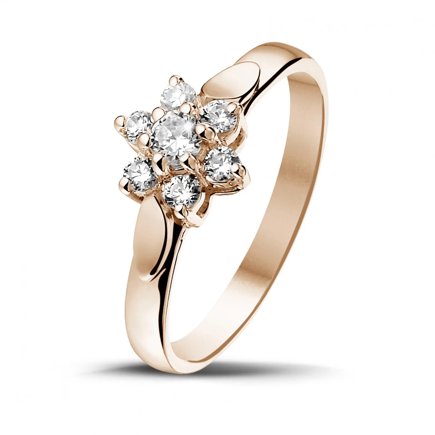 0.30 quilates anillo flor diamante en oro rojo 