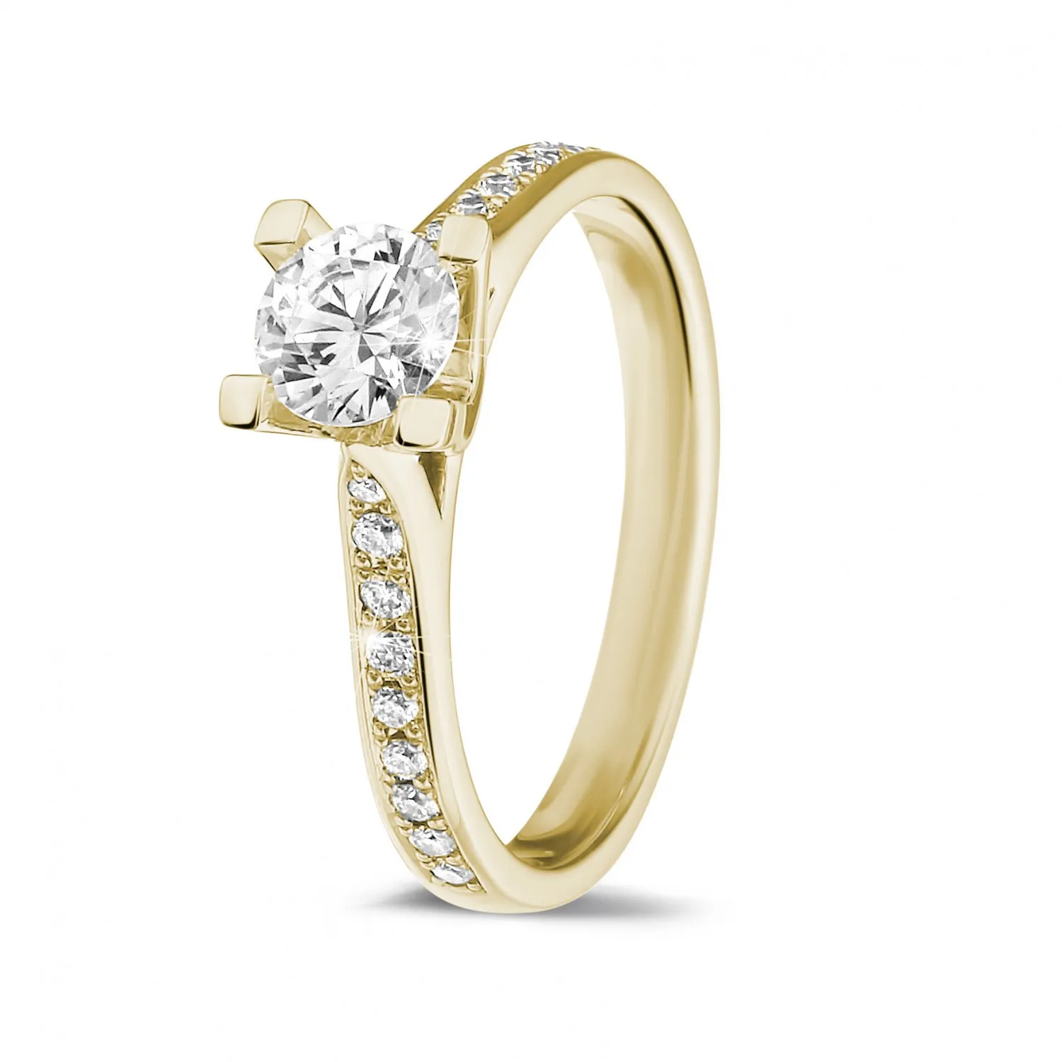 0.50 quilates anillo solitario diamante en oro amarillo con diamantes en los lados 