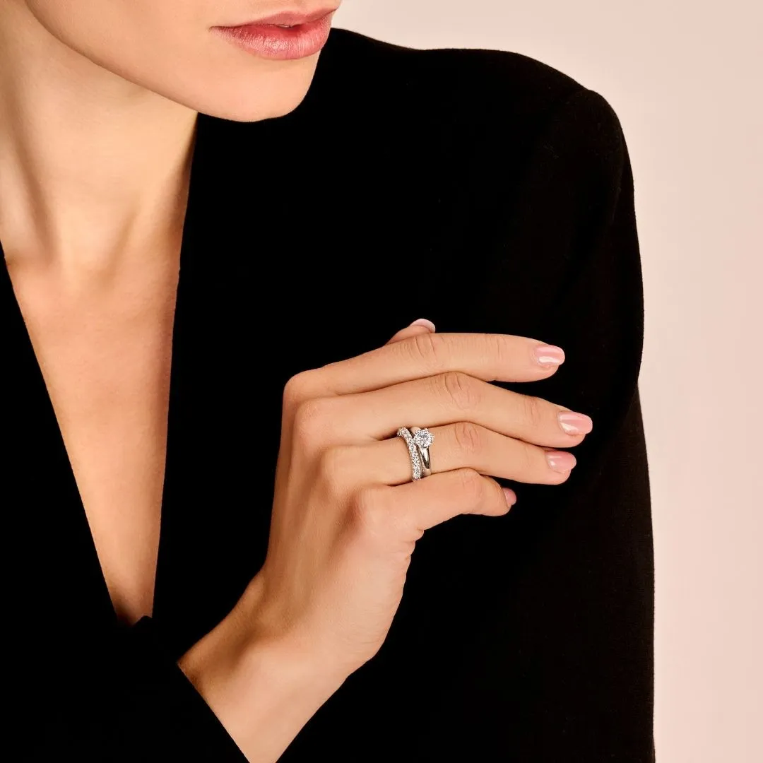 0.90 quilates anillo solitario diamante con 6 grapas en oro blanco 