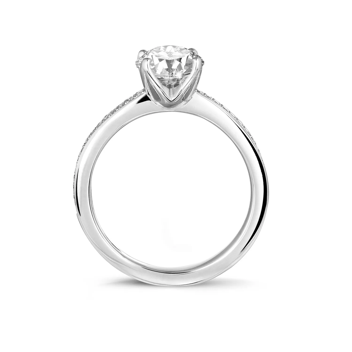 0.90 quilates anillo solitario en oro blanco con diamantes en los lados 