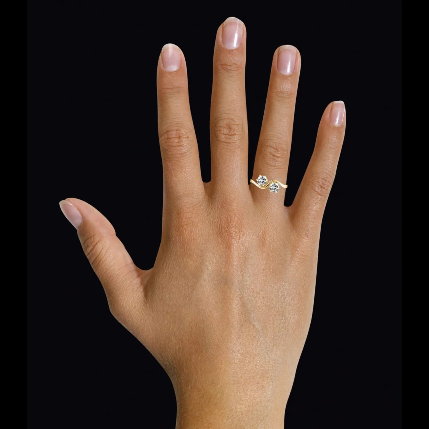 1.00 quilates anillo diamante Toi et Moi en oro amarillo 