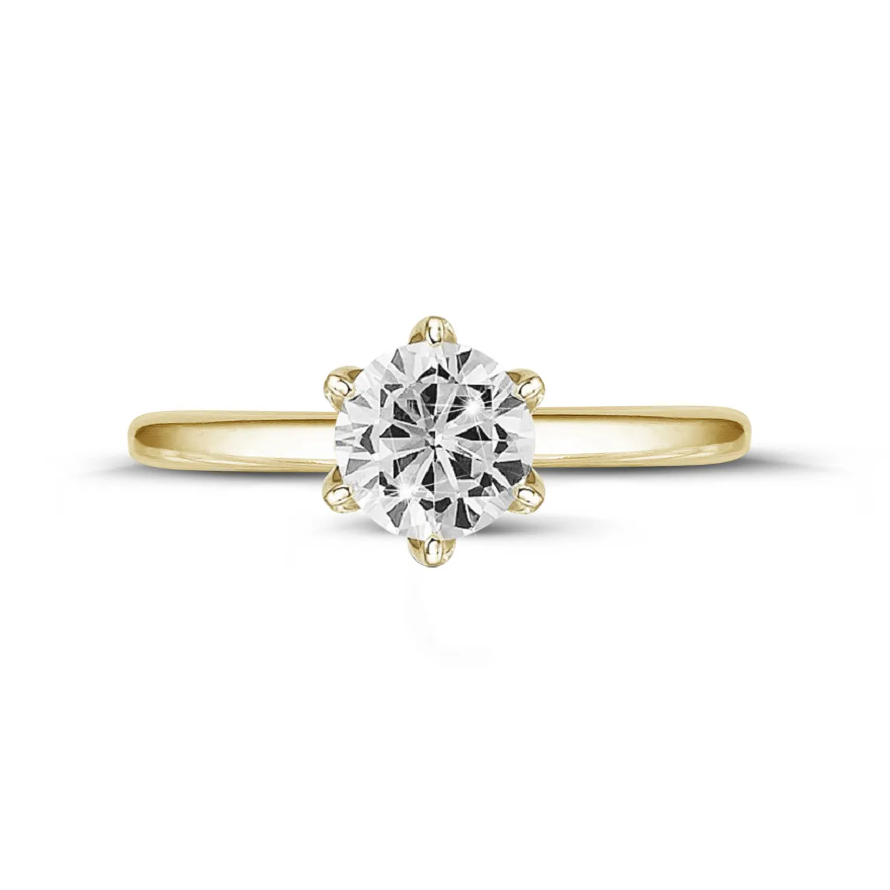 1.25 quilates anillo solitario en oro amarillo con diamante redondo 