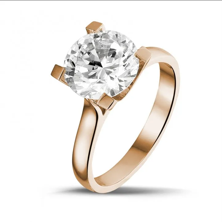 3.00 quilates anillo solitario diamante en oro rojo 