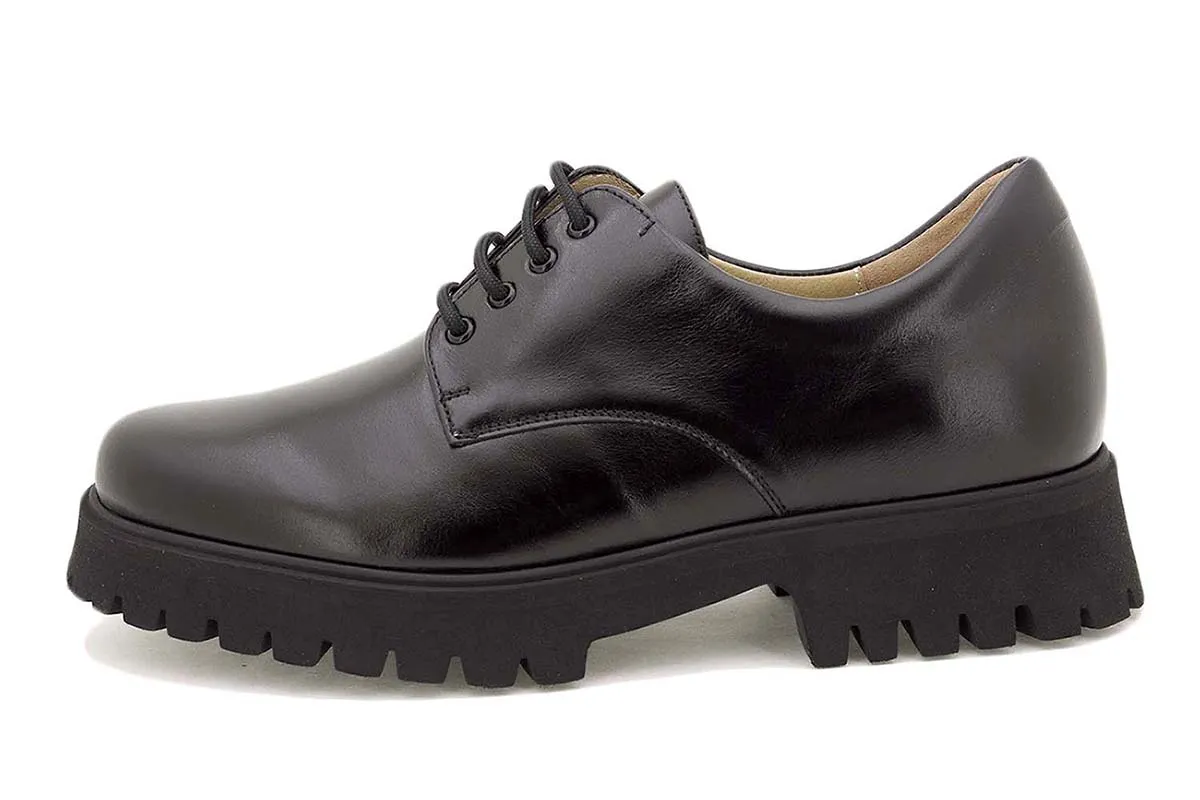 BLACK LEATHER LACEUP SHOE
