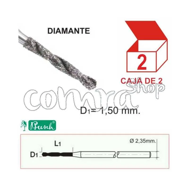 Broca de Diamante 1,5 mm. C/2