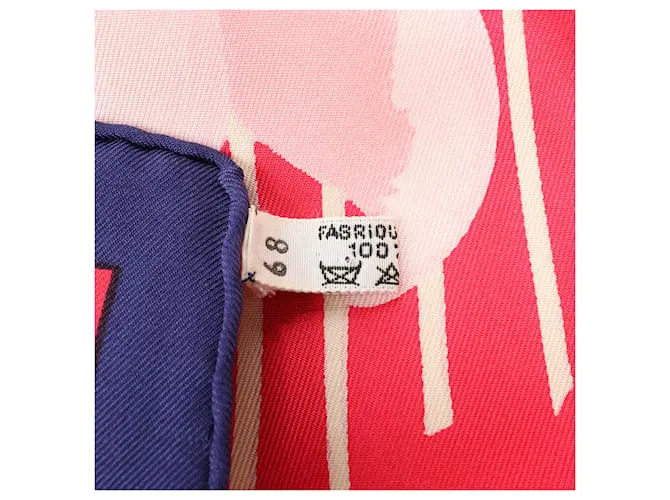 Bufanda de seda 100% Hermès Carré 90 "LESPIVOINES" Rosa 