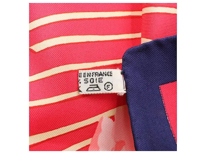 Bufanda de seda 100% Hermès Carré 90 "LESPIVOINES" Rosa 