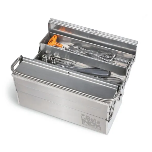 Caja de herramientas de acero inoxidable AISI 304, vacía