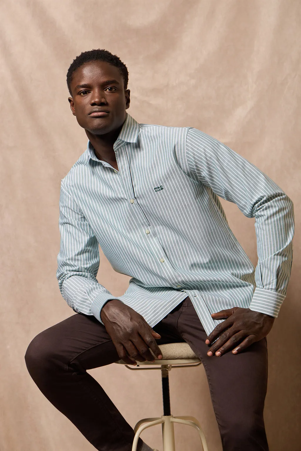 Camisa Columbia de rayas verde con bordado Polo Club