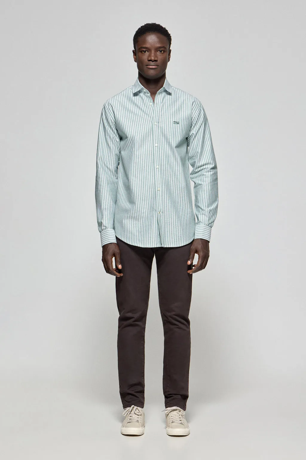 Camisa Columbia de rayas verde con bordado Polo Club