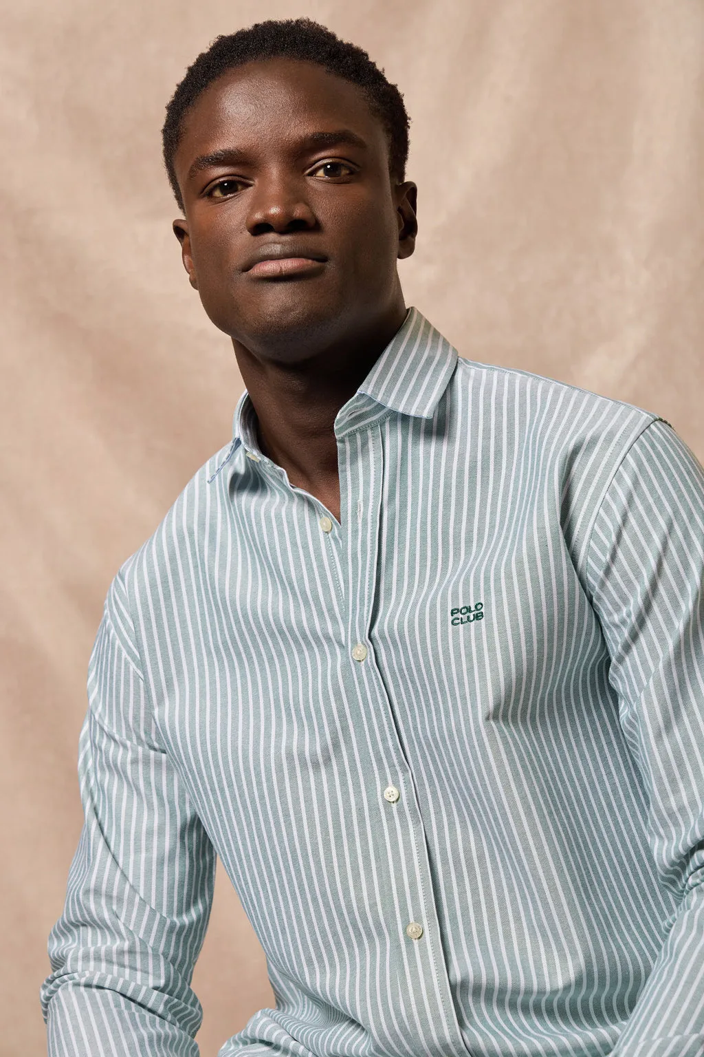 Camisa Columbia de rayas verde con bordado Polo Club