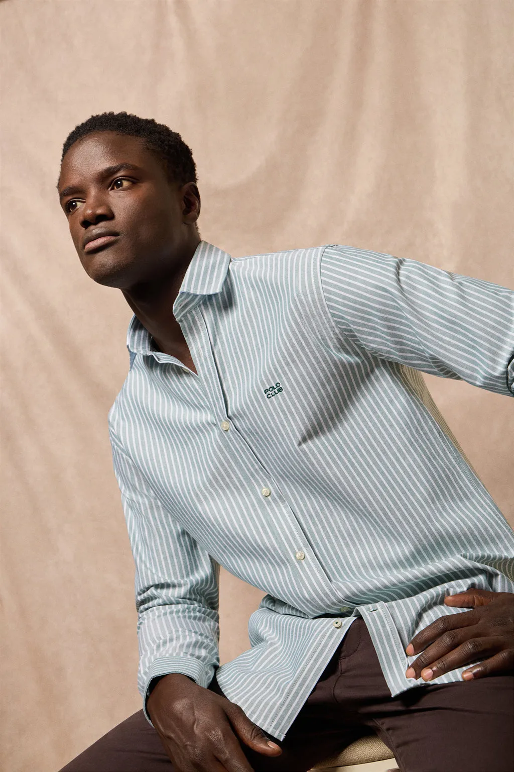 Camisa Columbia de rayas verde con bordado Polo Club