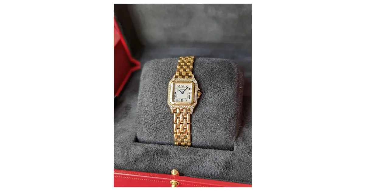 Cartier pantera diamante 18RELOJ K ORO AMARILLO Gold hardware 