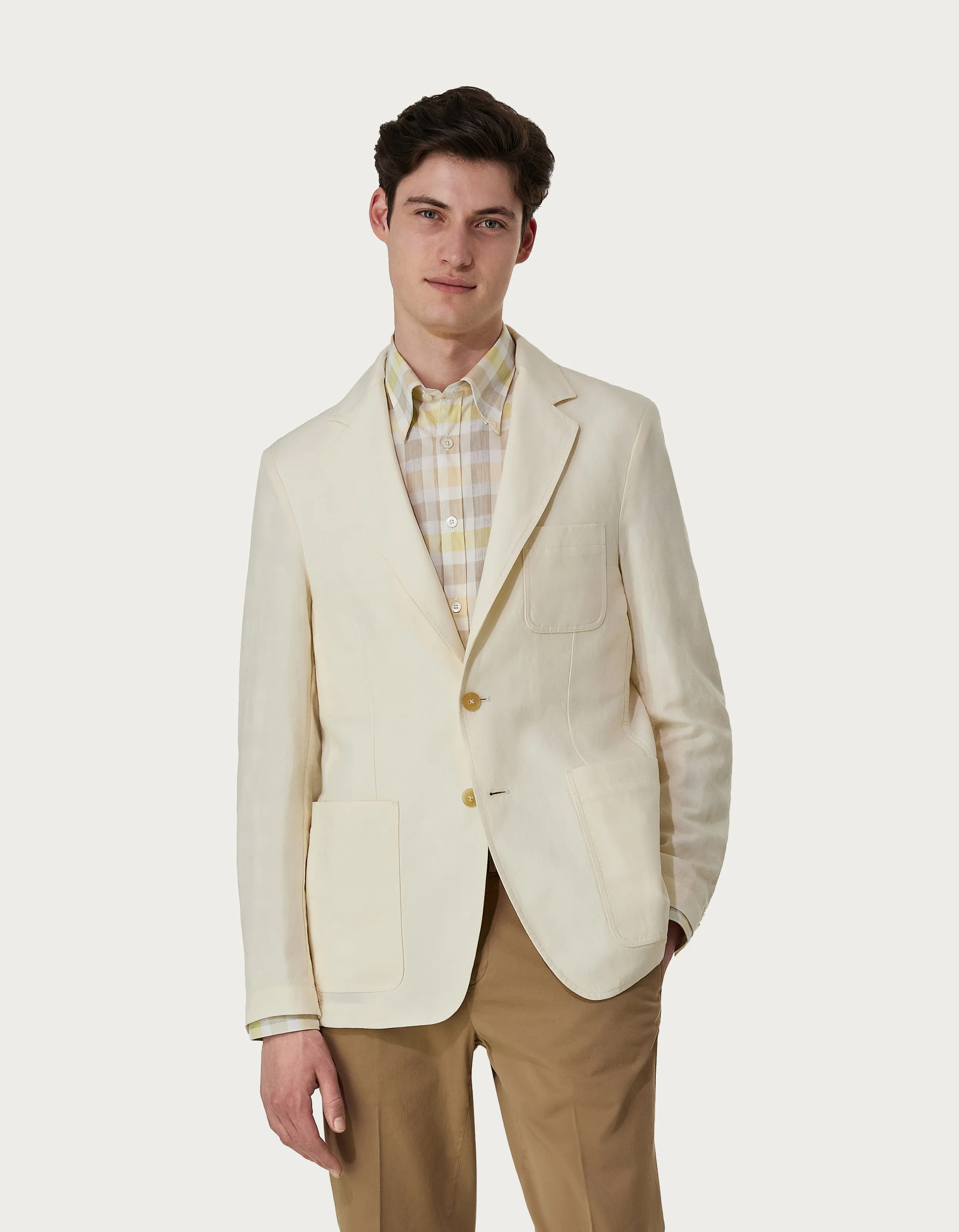 Chaqueta informal de lino blanco 