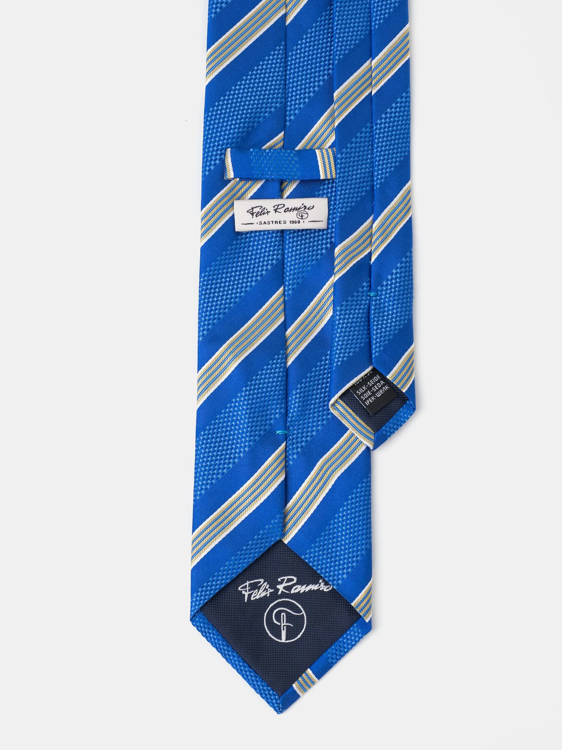 CORBATA SEDA JACQUARD RAYAS AZUL