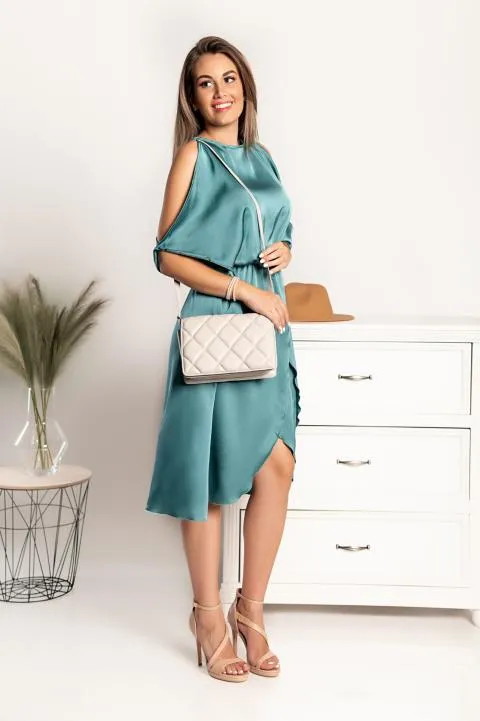 Elegante vestido midi con aberturas Thiena, menta