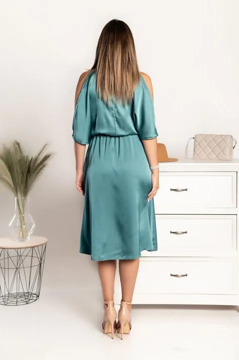 Elegante vestido midi con aberturas Thiena, menta