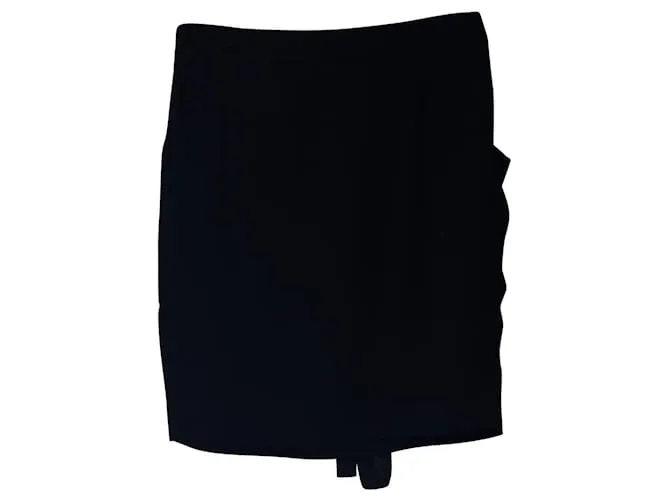 Falda Joseph con cinturón en rayón negro 
