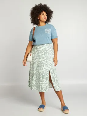 Falda midi estampada - VERDE
