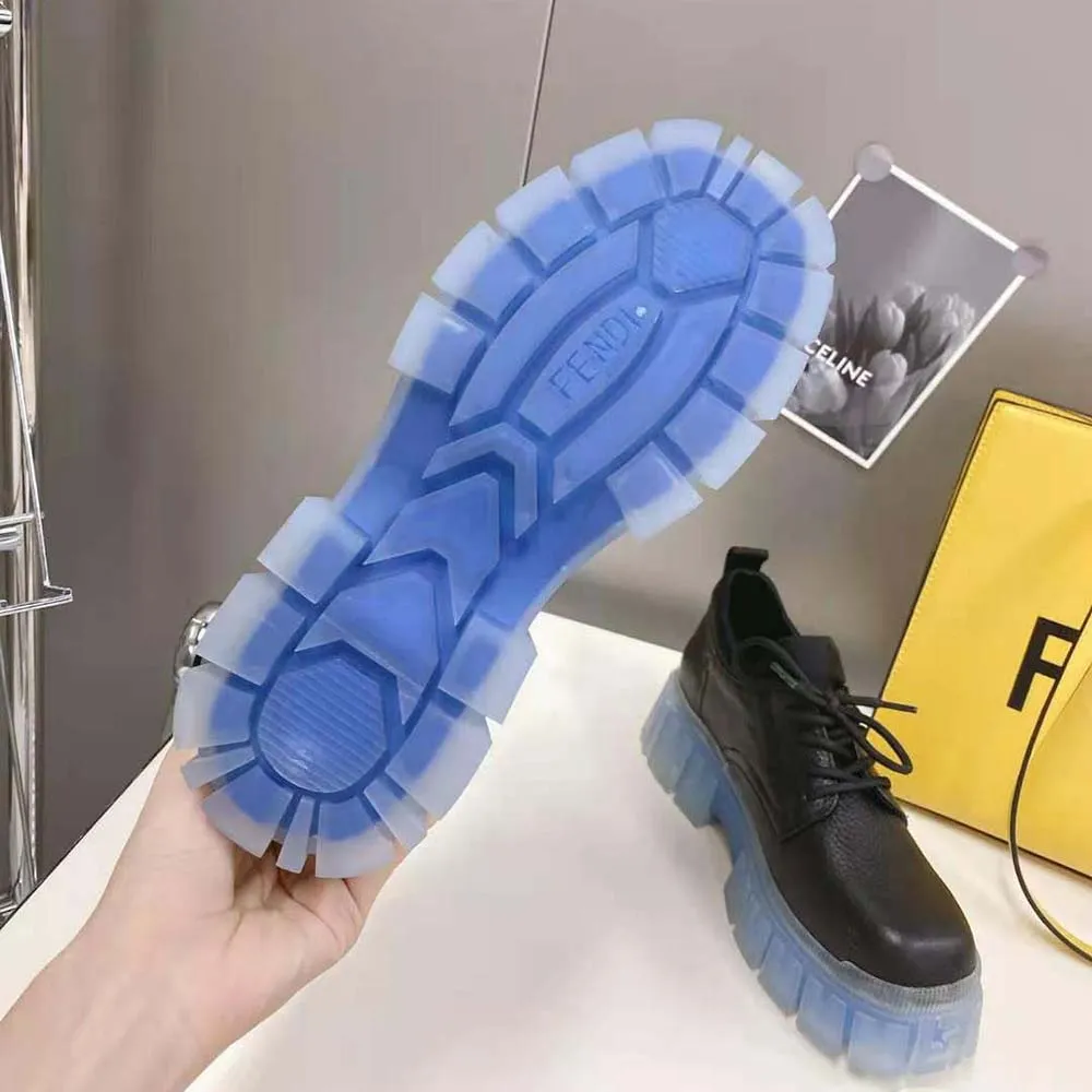 Fendi Mujer Force Zapatos con cordones de cuero negro