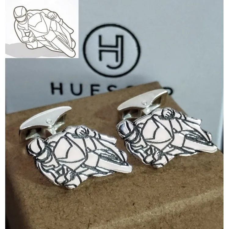 Gemelos Motos personalizadas en plata de ley