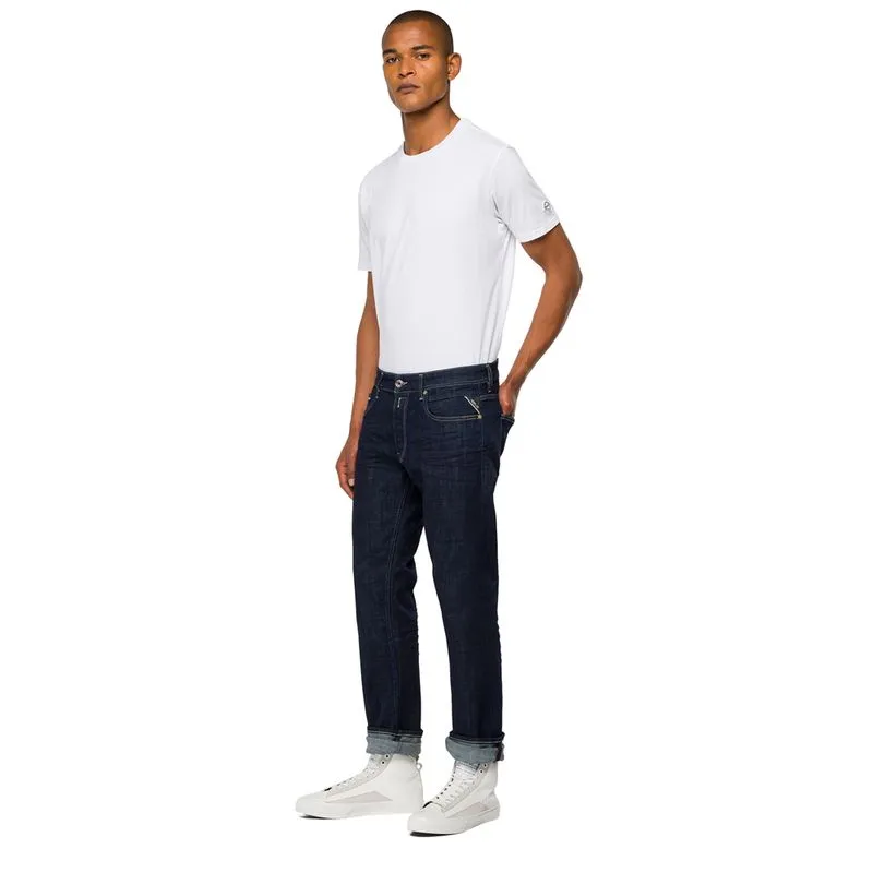 Jean Rigido Para Hombre 12 Oz Deep Blue Power Stretch Denim Replay 38097