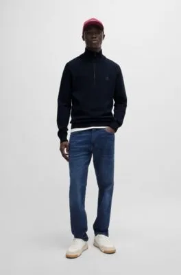 Jersey con cuello con cremallera en punto de algodón y cashmere