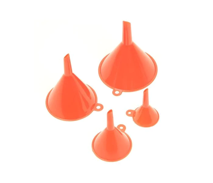 Juego de embudos naranja 4 piezas para líquidos