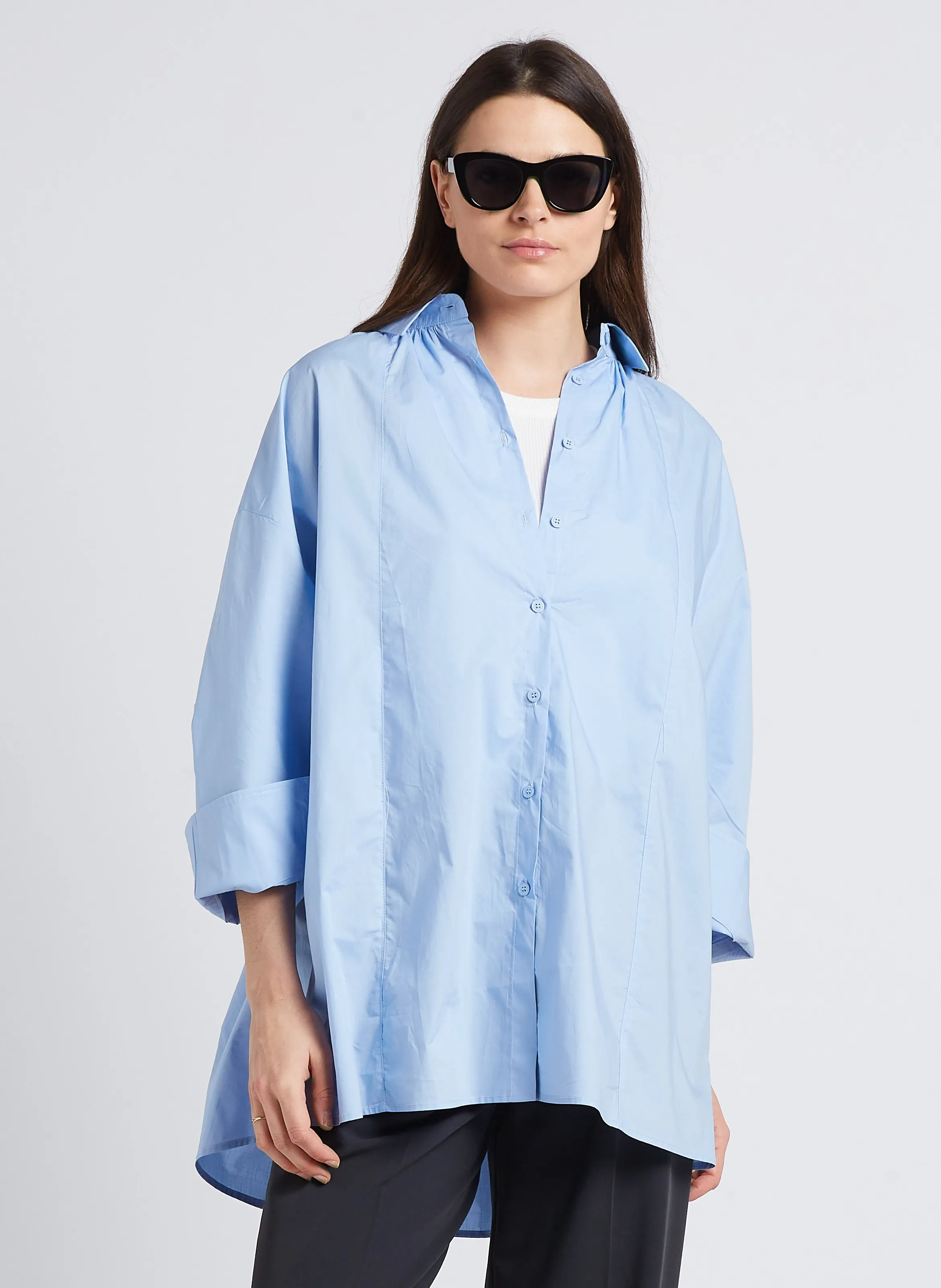 KARL MARC JOHN RISE  VESTIDO CAMISERO HOLGADO DE ALGODóN EN AZUL