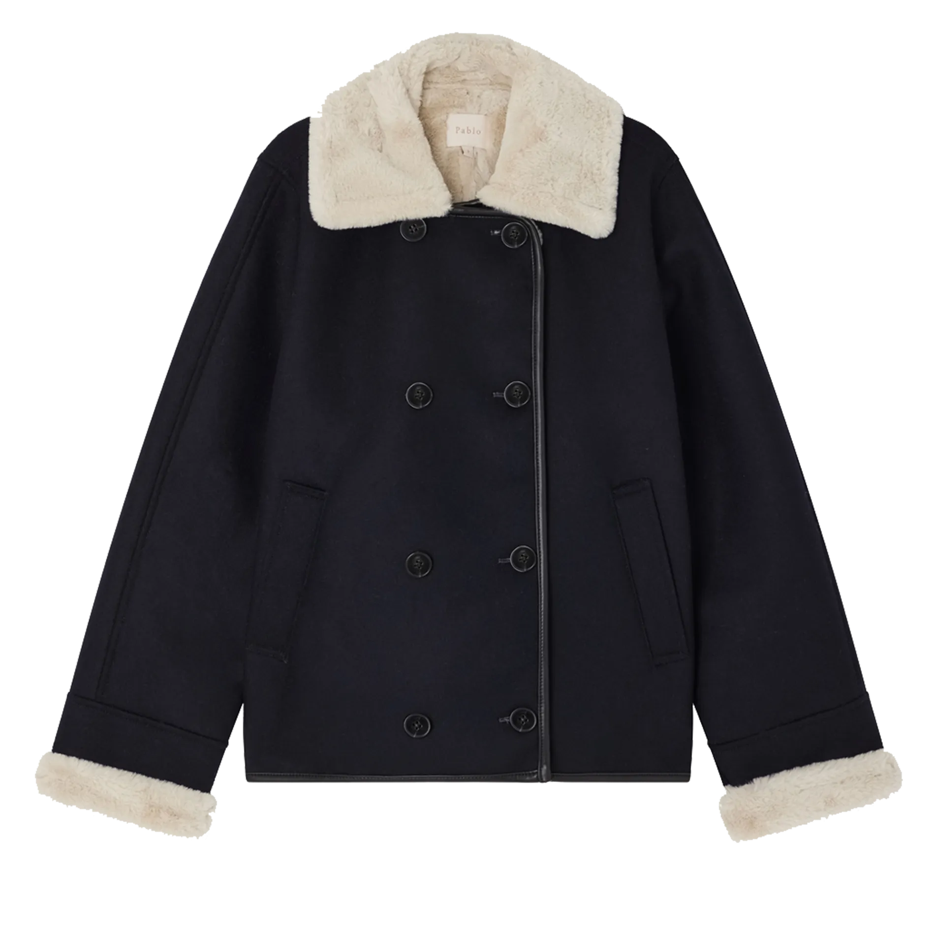 LEANDRA  CHAQUETA CON CUELLO DE SOLAPA EN AZUL