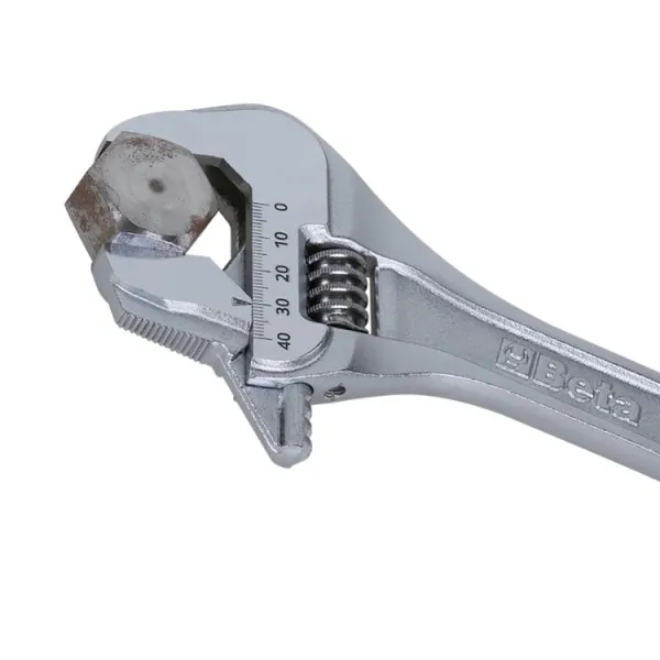 Llave inglesa con escala graduada y mordaza reversible, para tubos, rotación de ajuste a la derecha, cromada