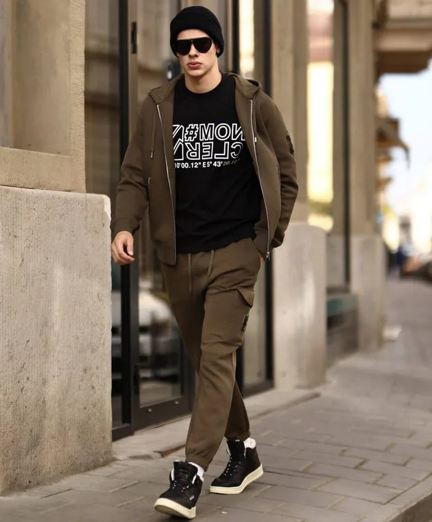 Mackage Black wool and cashmere cap with textured logo