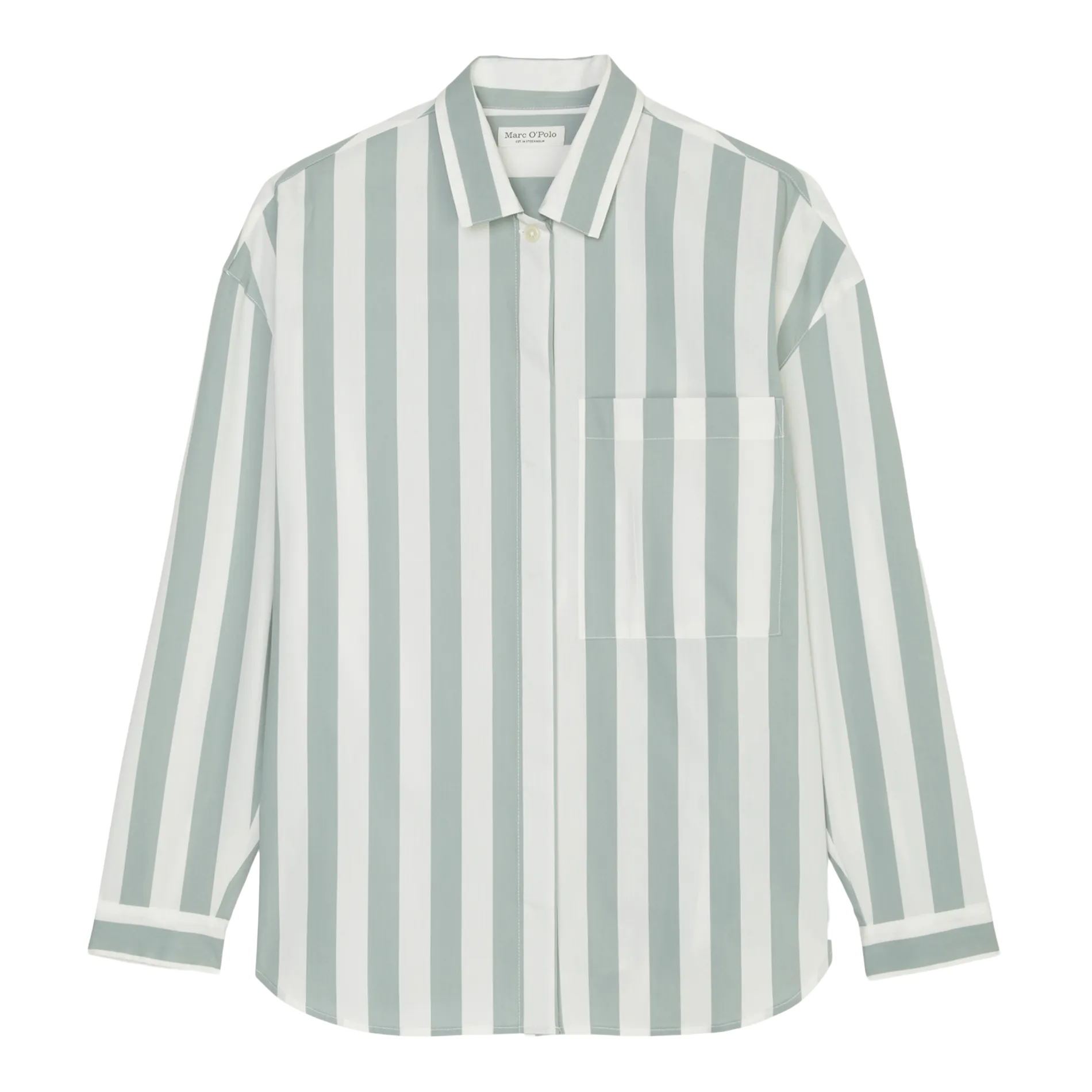 MARC O'POLO Camisa holgada de cuello clásico en algodón orgánico mezclado a rayas. en multicolor
