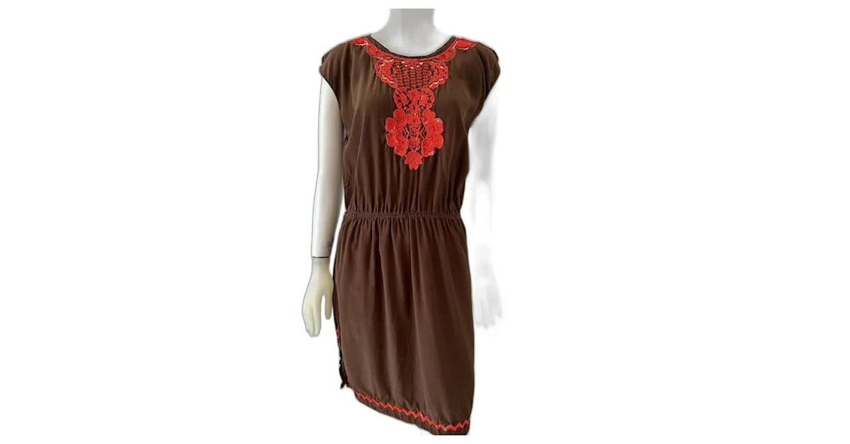 Milly Vestidos Castaño Naranja 