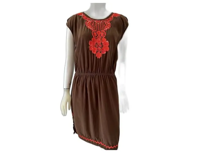 Milly Vestidos Castaño Naranja 