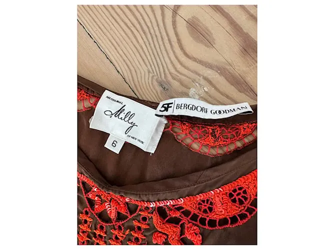 Milly Vestidos Castaño Naranja 