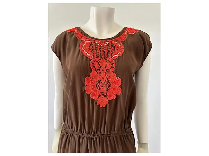 Milly Vestidos Castaño Naranja 