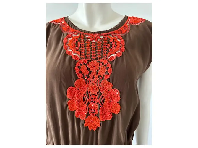 Milly Vestidos Castaño Naranja 