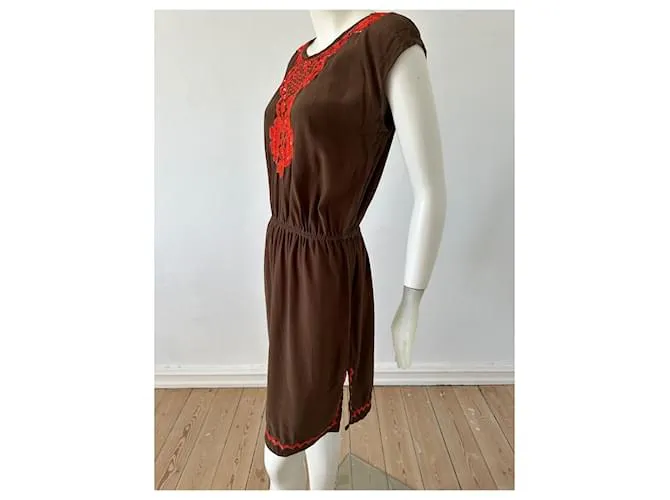 Milly Vestidos Castaño Naranja 