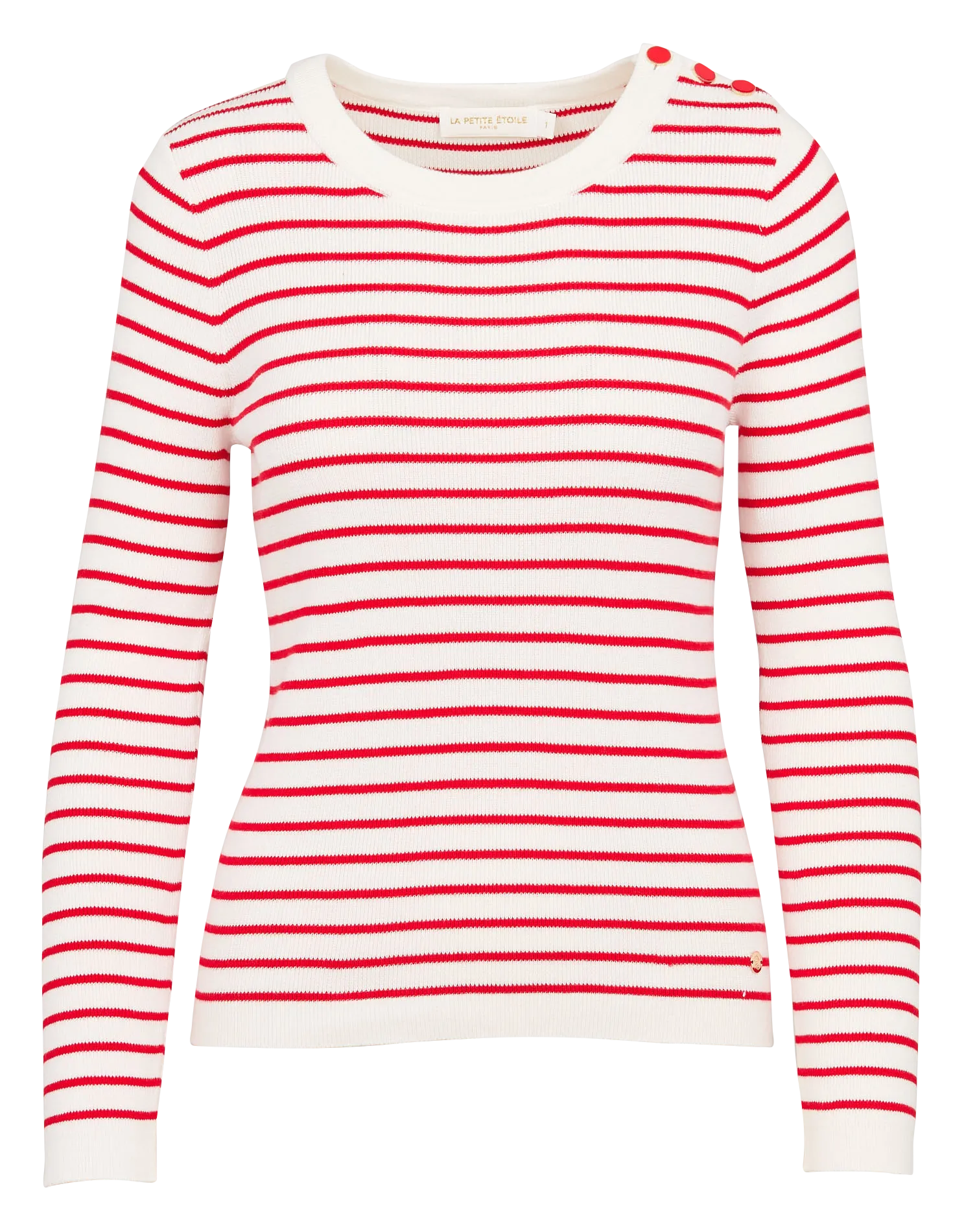 MOLLY  JERSEY RECTO DE ALGODóN DE RAYAS CON CUELLO REDONDO EN ROSA