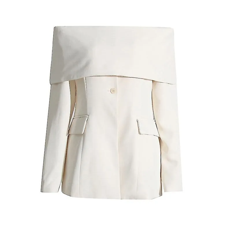 Off Shoulder Minimalist Blazers For Women Slash Neck Long Sleeve Casual Temperament Blazer Female Fa