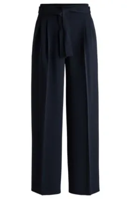 Pantalones relaxed fit en crepé japonés resistente a las arrugas