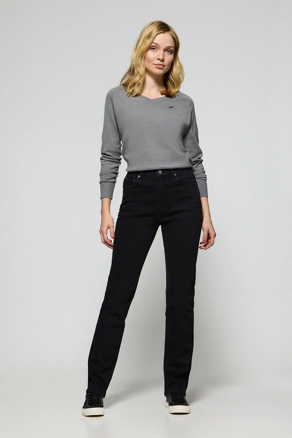 Pantalón denim negro Tanya con detalles Polo Club