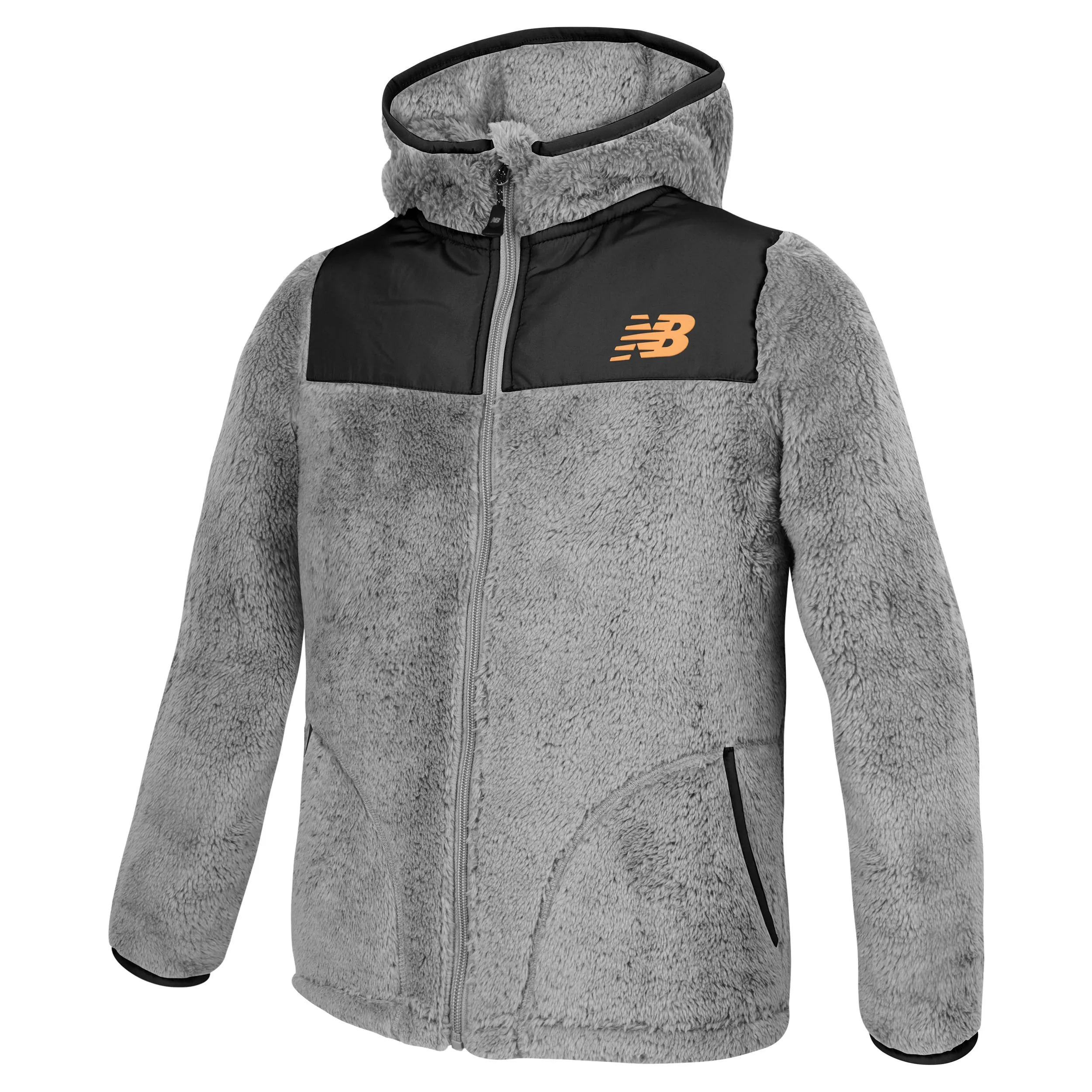 Polerón Polar Niño New Balance Essentials Stacked Logo Full Zip Hoodie Gris