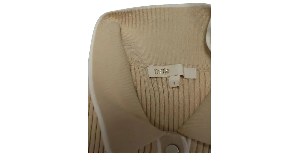 Polo de canalé Maje en viscosa beige 