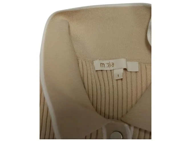 Polo de canalé Maje en viscosa beige 