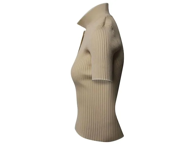 Polo de canalé Maje en viscosa beige 