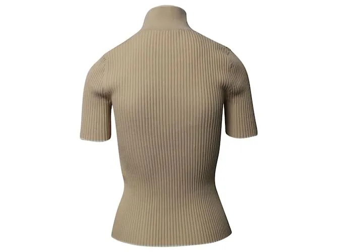 Polo de canalé Maje en viscosa beige 