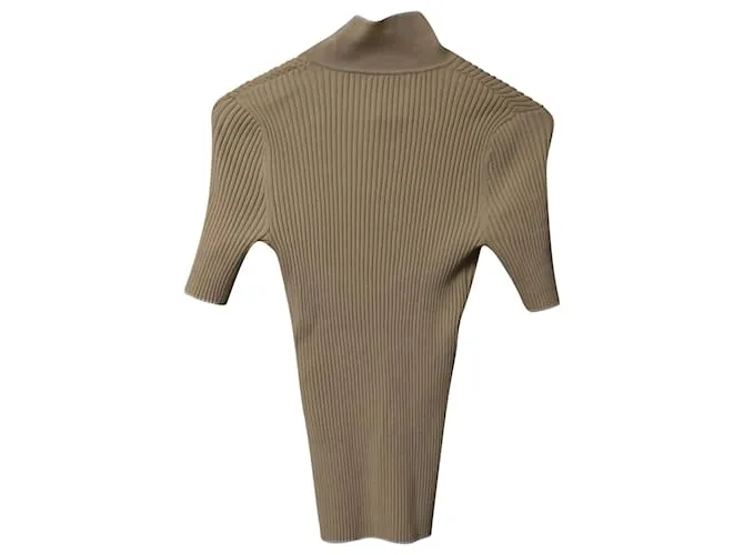 Polo de canalé Maje en viscosa beige 