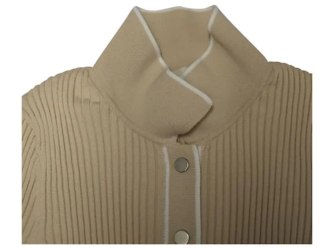 Polo de canalé Maje en viscosa beige 